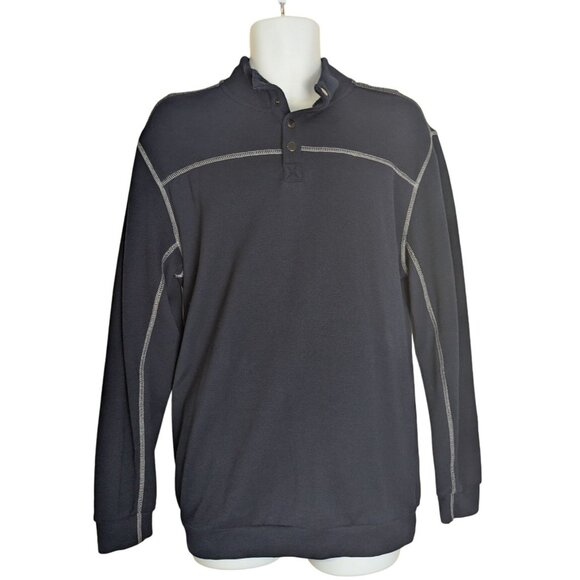 Rown Men's Navy Blue 1/4 Snap up Long Sleeve Shirt Size M - Picture 1 of 8